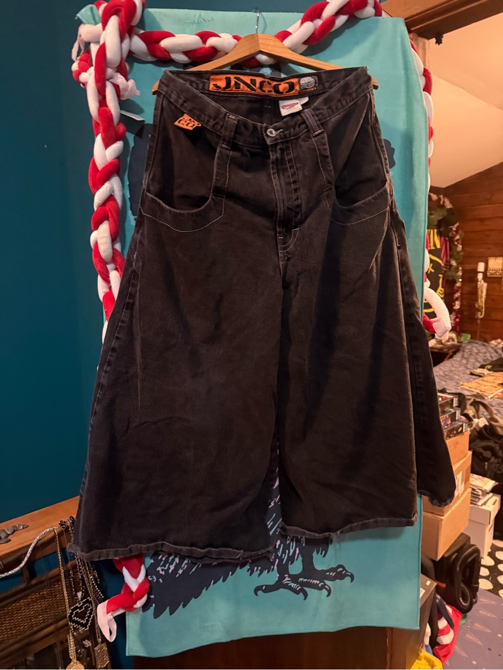 Vintage JNCO Convict Black Relaxed Wide-Leg Denim Jeans